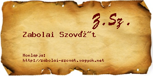 Zabolai Szovát névjegykártya